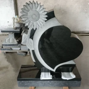 sunflower carved black granite headstone